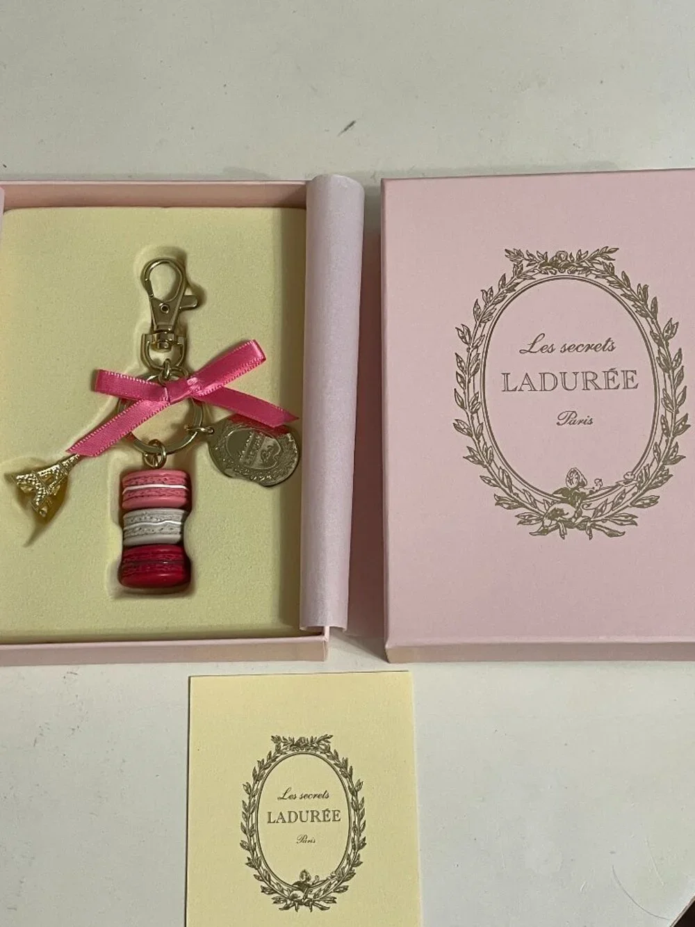 LADUREE Paris Macaron keychain bag charm Eiffel Tower New in Box